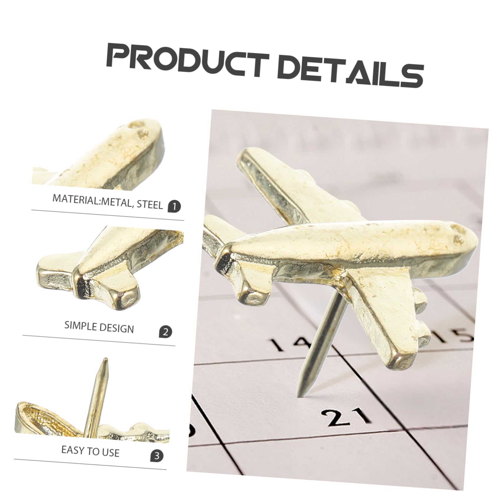 SHINEOFI 60pezzi Puntine Decorative Forma Di Aereo Per Lavagna e Mappa Push Con Design Creativo Per Ufficio e Decorazioni Murali