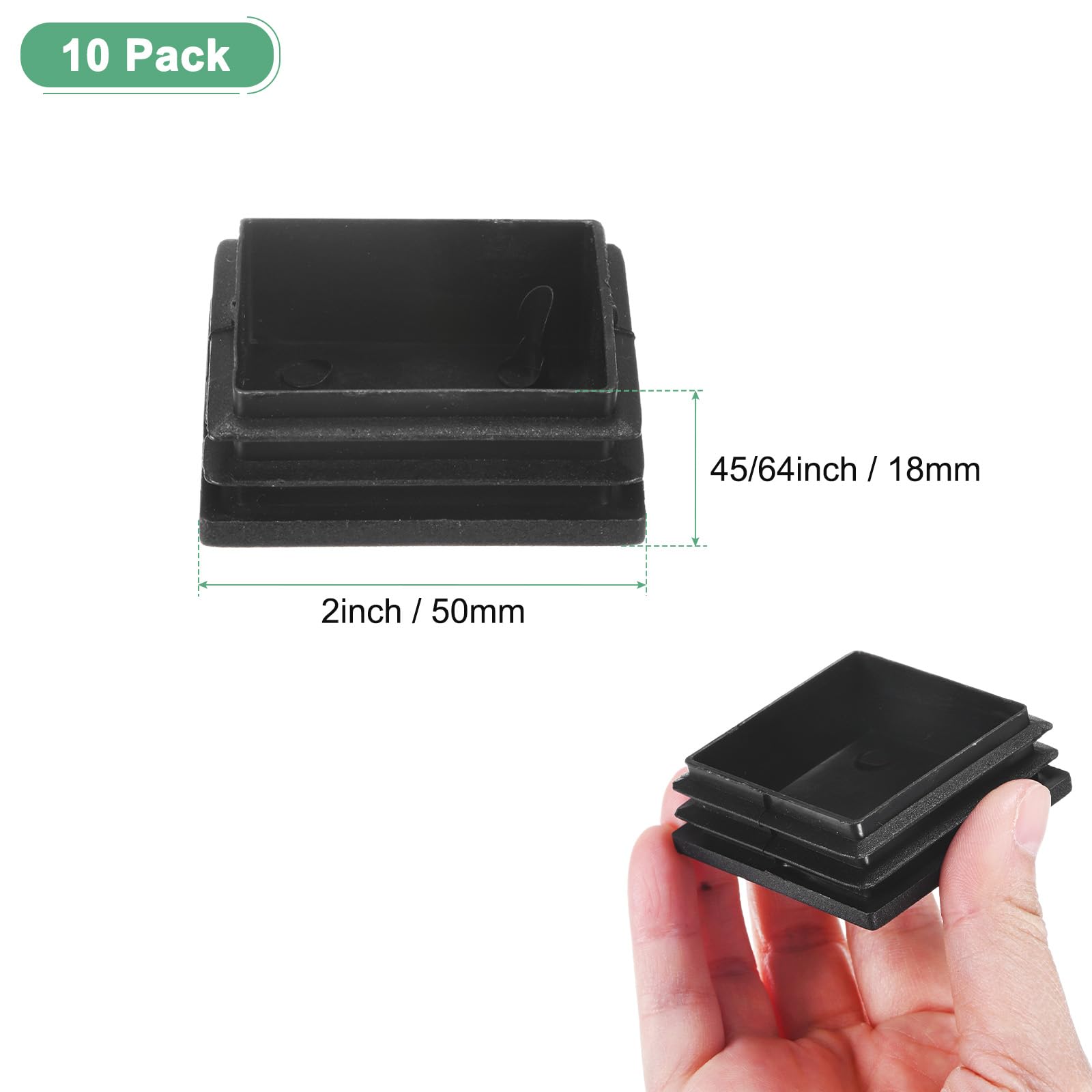 M METERXITY 10-Pack Tubing End Caps, 50 x 50mm Plastic Square Hole Plugs Inserts for Chair Leg/Bar Stool/Fitness Equipment - Image 3