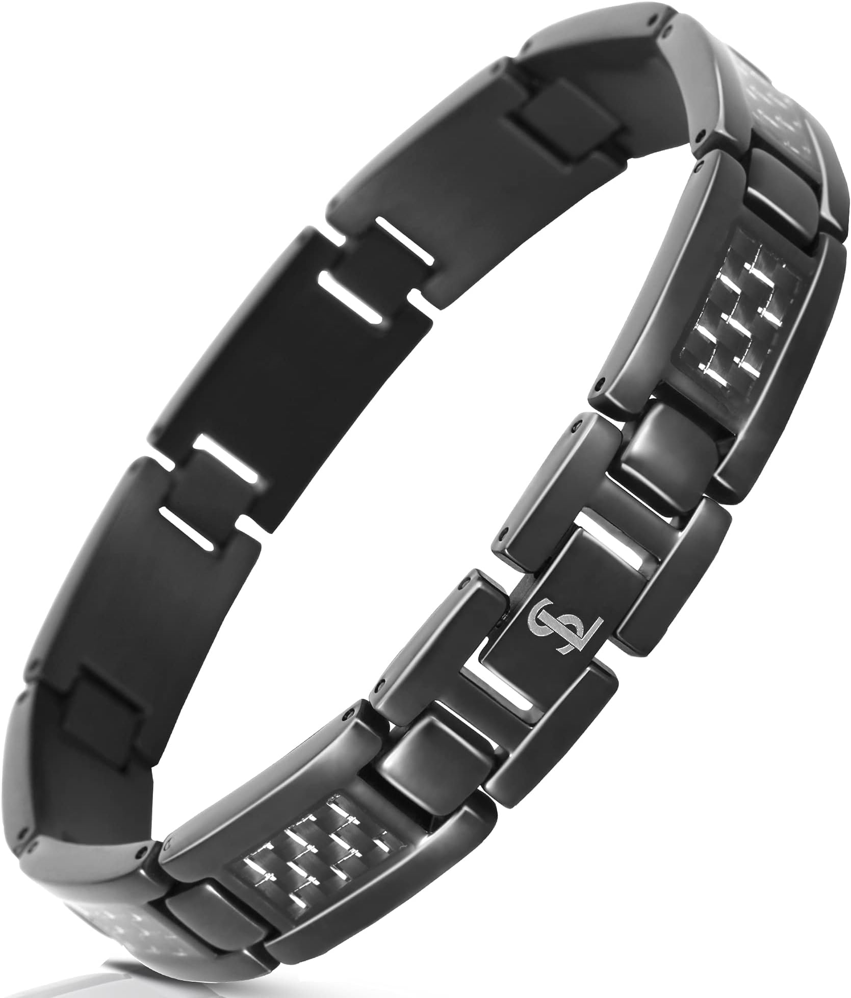 Smarter LifeStyle Elegant Surgical Grade Steel Carbon Fiber Mens Bracelet โ Adjustable Many Color Options, Mens Jewelry Bracelet for Men