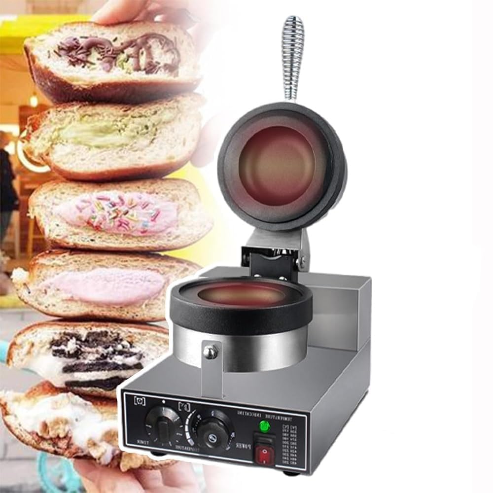 Prensa de hamburguesas 3 en 1, sándwiches de helado y wafflera | Máquina antiadherente de uso comercial y doméstico | Fácil de limpiar