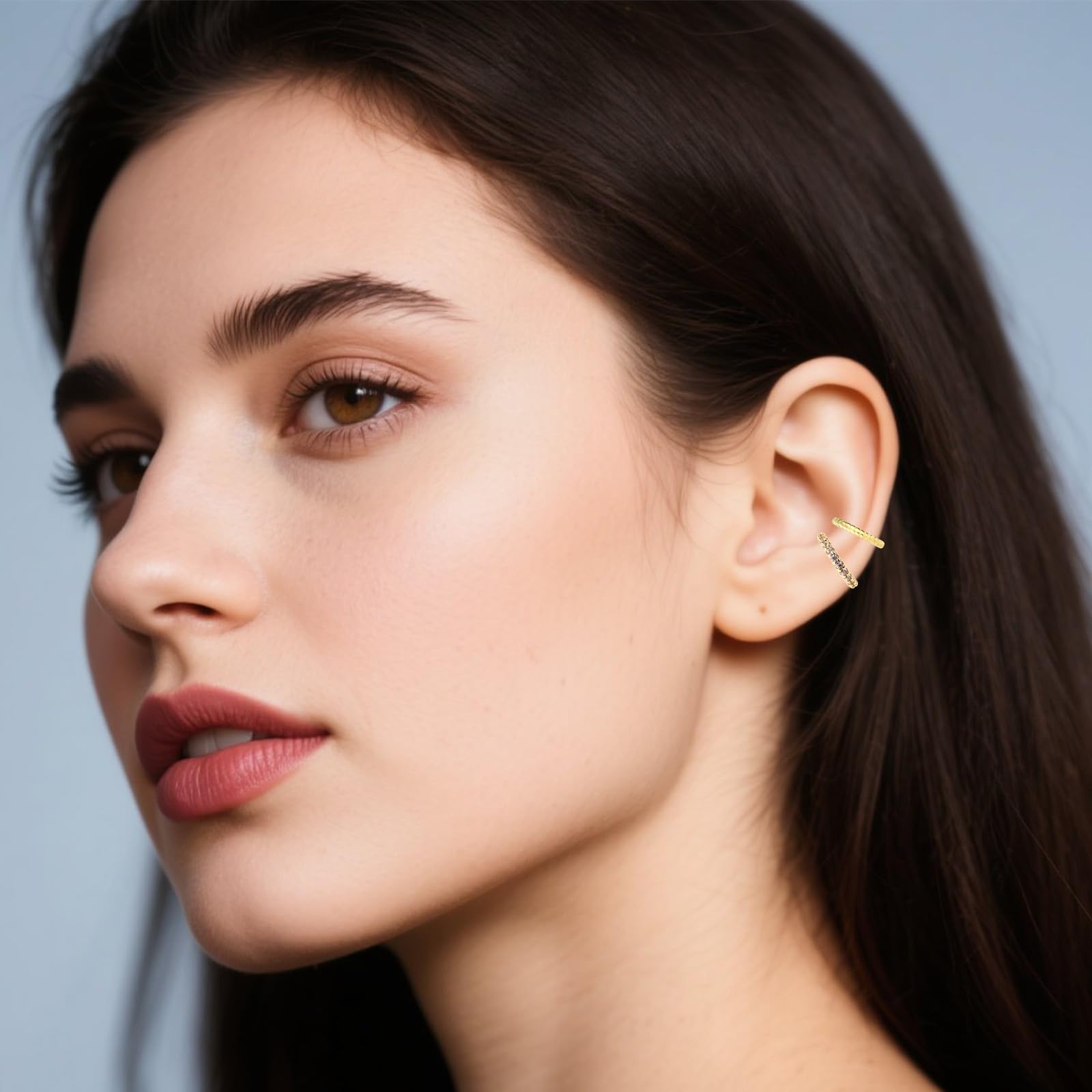 Mikovivi 5pcs Manchette d'Oreille, Cuivre Ensemble de Fausses Boucles d'Oreilles Élégantes Bijoux de Cartilage à Clipser pour Femme