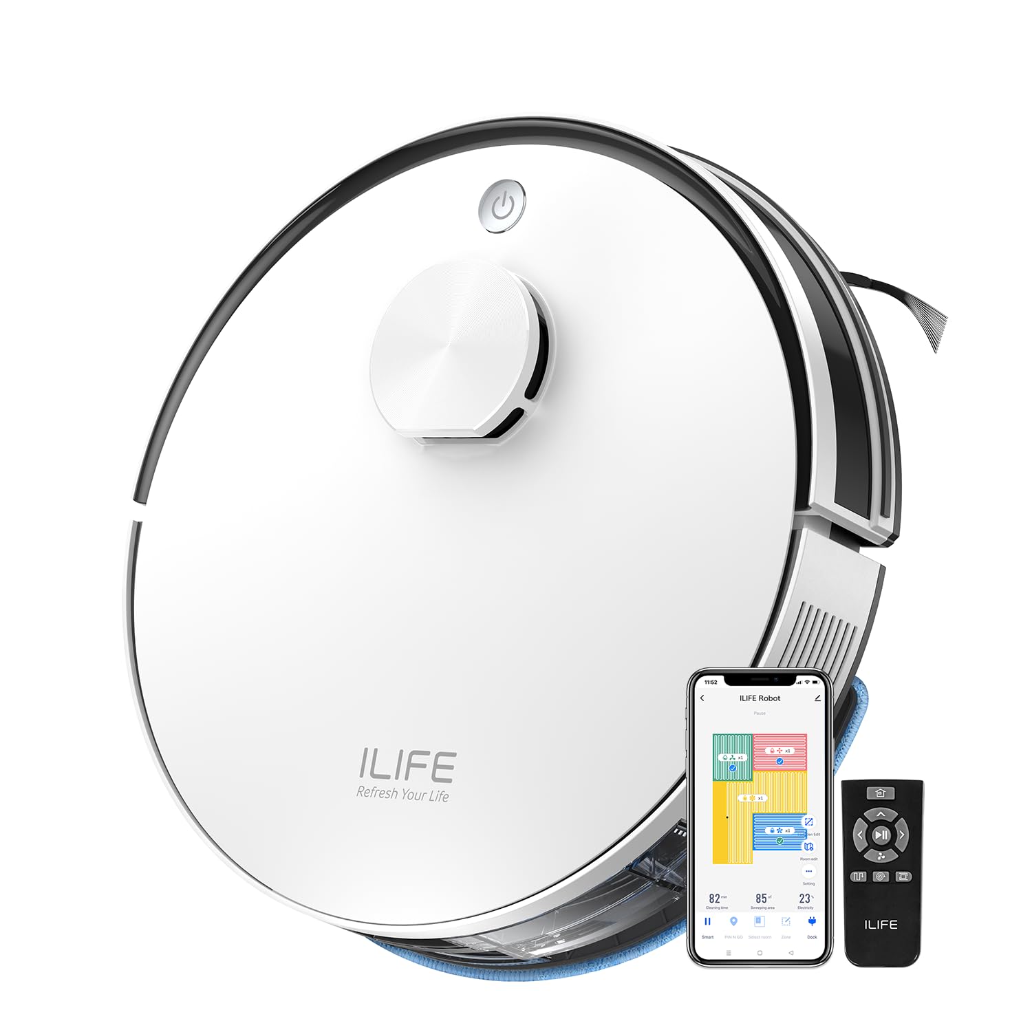 ILIFE A30 Robot Vacuum Cleaner with LiDAR Navigation, 13000Pa Suction, 2-in-1 Vacuum & Mop, Customised Cleaning, Y- Shape Cleaning, Ideal for All Floor Types, App, Voice & Remote Control