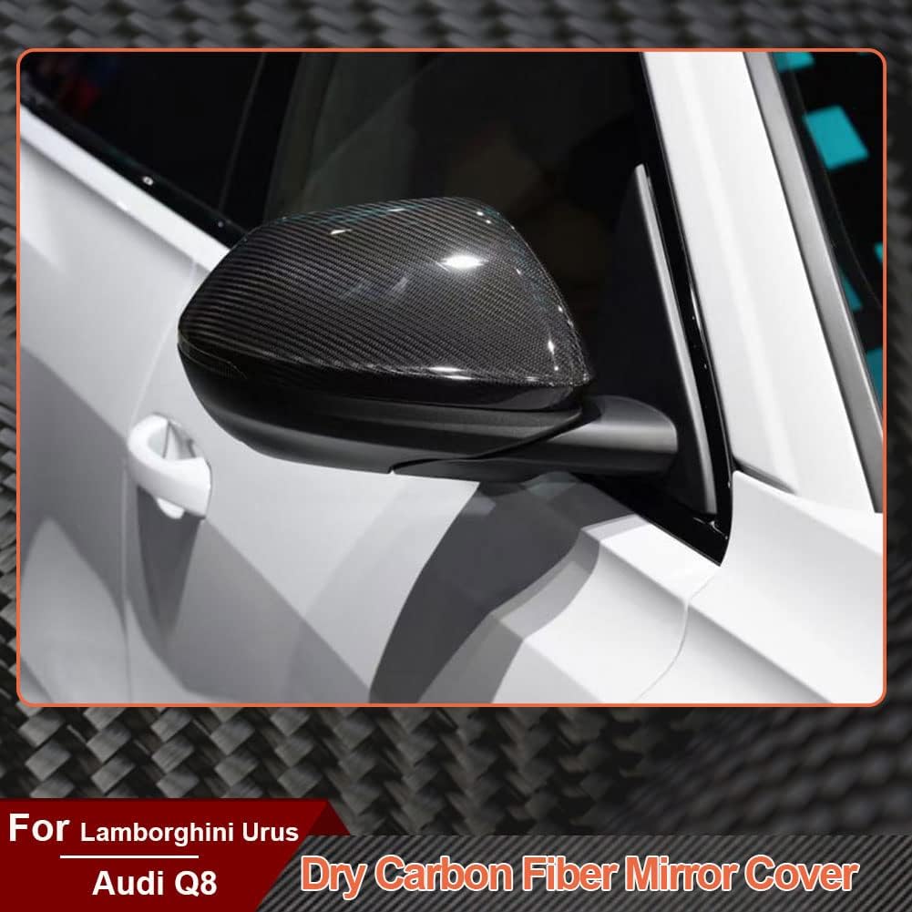 Dry Carbon Fiber Mirror Covers for Lamborghini Urus for Audi Q8 2018-2021 Add on Style Side Rearview Mirror Caps Car Exterior Outside Shell(With Lane Assist)