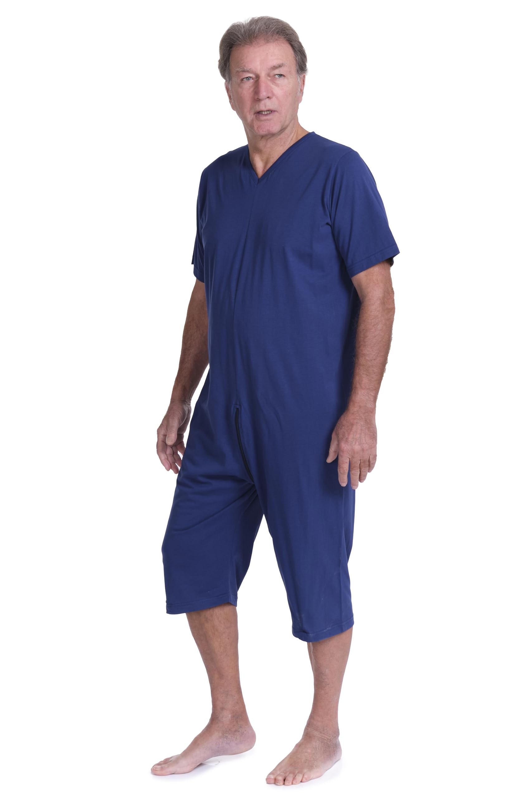 FERRUCCI COMFORT Pigiama tutone Sanitario con Zip per Anziani in Cotone Salute con Manica Corta e Pantalone Corto - 9078 MC PC - Realizzato in Italia