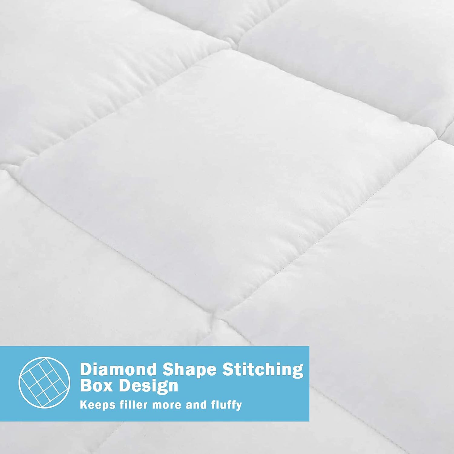 Vonabem Queen Comforter All Season Duvet Insert Down Alternative Comforter Quilted Fiber Fluffy Lightweight Reversible Bedding with Corner Tabs (88x88 inches, White)