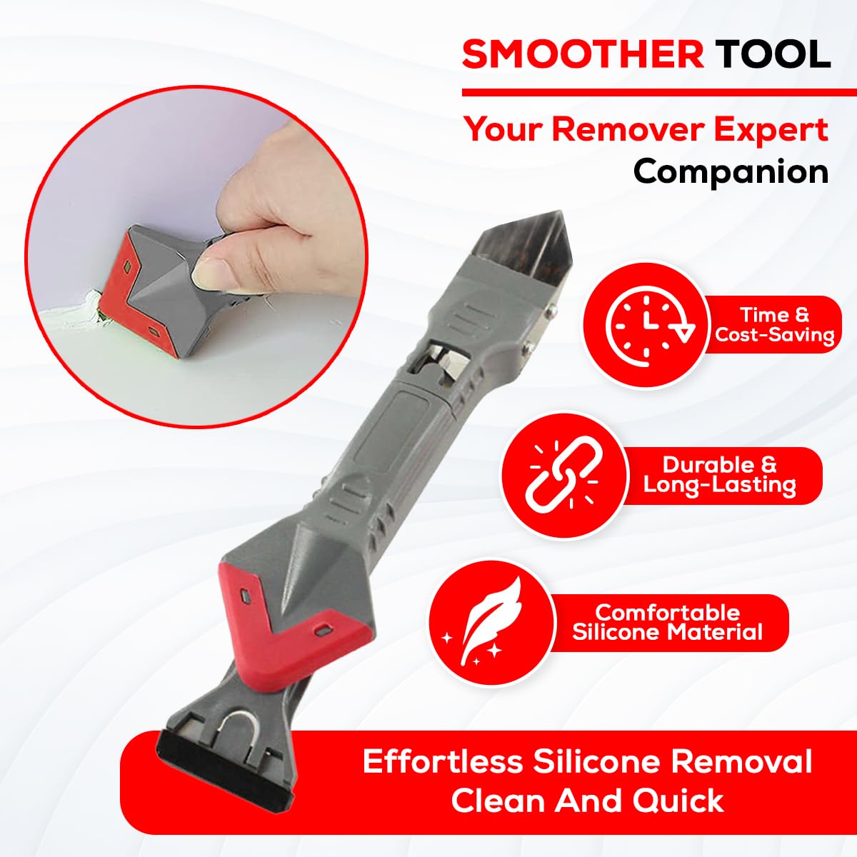 Revolex Silicone Remover Tool - Professional Sealant Removal | Easy & Efficient | Versatile & Reusable | Ideal for Bathrooms, Kitchens, Floors, Caulking and Smoothing Sealants | Grout Remover - Image 4