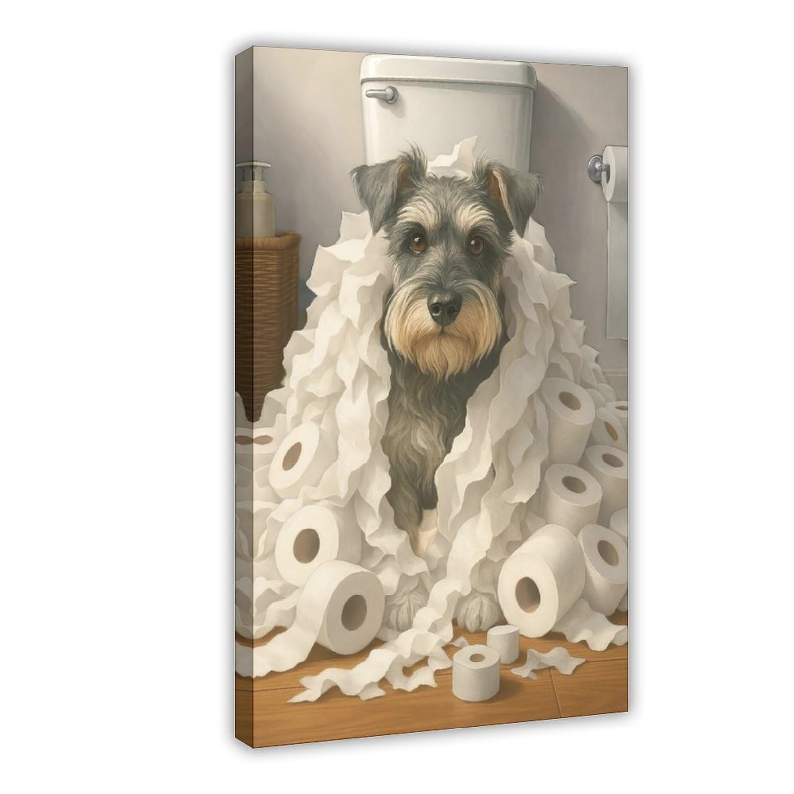 Nffbgfd Schnauzer Toilet Paper Wall Ar Canvas Poster Wall Art Print Picture Paintings 12X18inch(30X45cm)