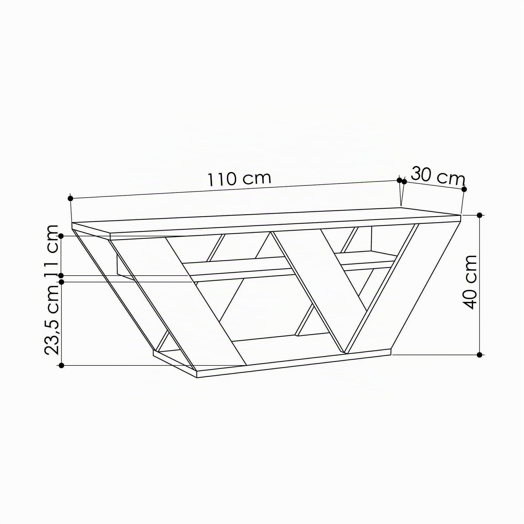 Dmora - Meuble TV Pegasus, Buffet de Salon, Armoire Basse pour TV, Base Murale de Rangement, 110x30h40 cm, Chêne