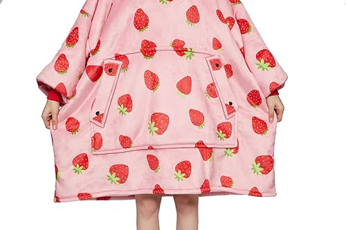 Miniatura 7 de Hysunland Strawberry Wearable Blankets for Women Oversized Hoodie Sweatshirt with Kangaroo Pocket