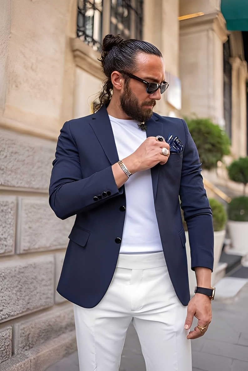 Men's Blazer Lightweight Sport Coat Blazer Solid Casual Two Botton Jackets for Men - Image 4