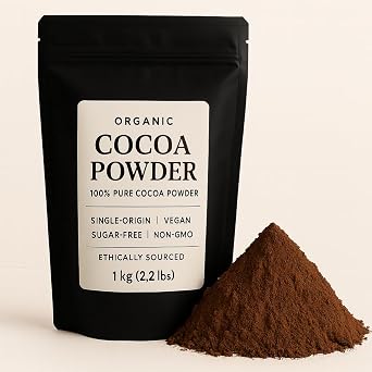 Organic Natural Cacao Powder Unsweetened Natural Cocoa Powder from Cold-Pressed Dominican Cacao Beans Keto, Paleo, Vegan, Gluten-Free, Non-GMO Superfood for Baking, Smoothies, Coffee Alternative 1 kg