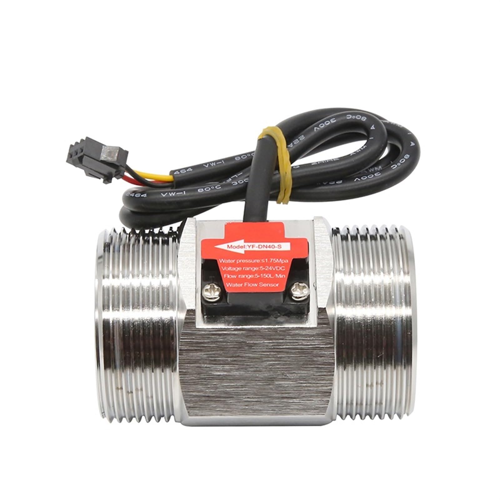 Sensor de flujo de agua DN40 en acero SUS304 con interruptor de control de alta resistencia