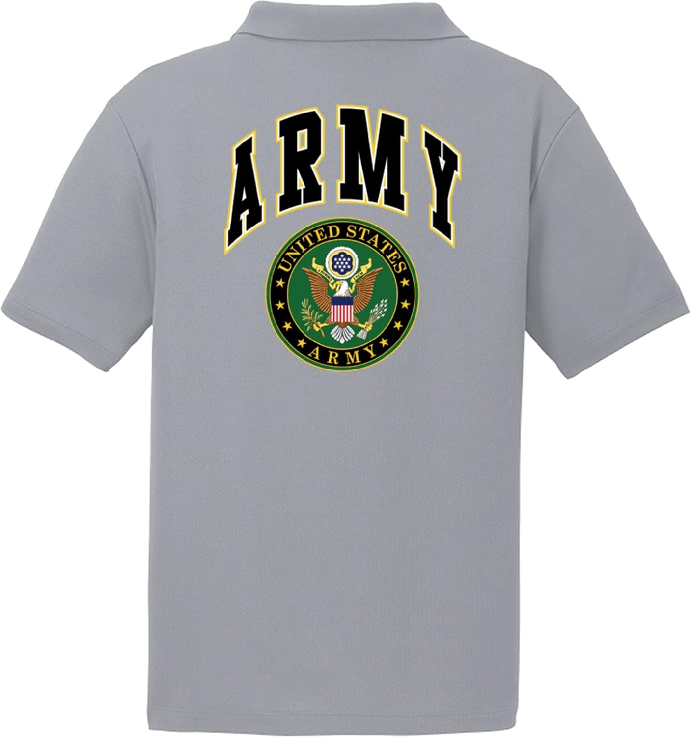 US Army Seal Textured Polo Shirt Front and Back