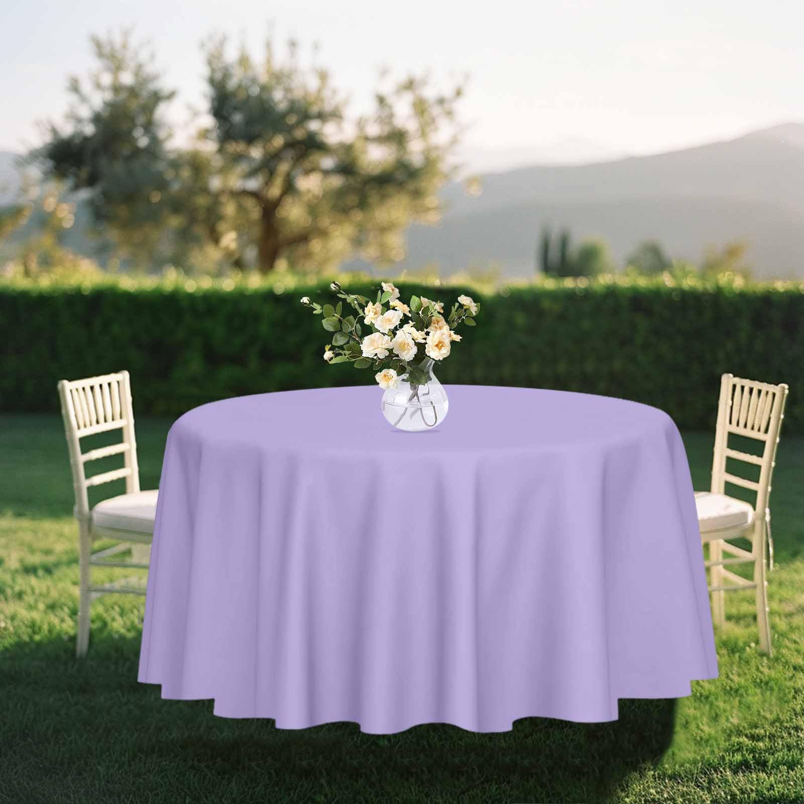 Babyparty Zubehör RINDOJIN Lavendel Tischdecke Rund 213 Cm – 2er Set Einweg Plastiktischdecke Wasserdicht Für Party, Geburtstag, Hochzeit & Picknick, Hellviolett