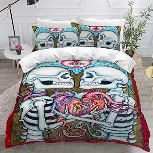 Funda de edredón individual 3D calavera ropa de cama microfibra 200x200 3