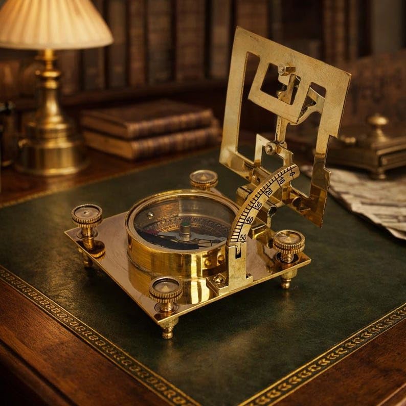 Brújula de reloj de sol de latón: herramienta náutica de navegación estilo antiguo de 3 pulgadas miniatura 4