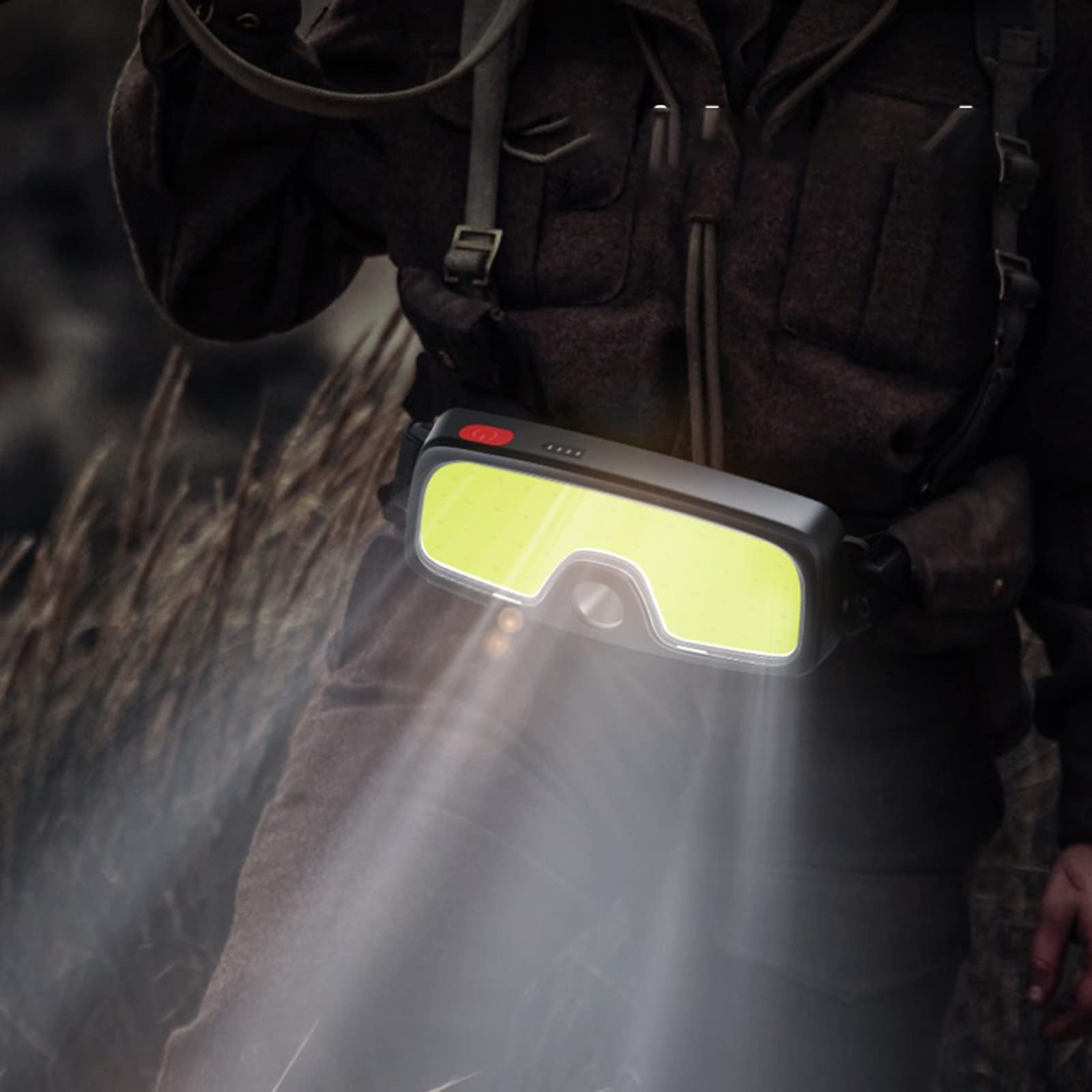 Latarka czołowa COB+XPE z wbudowaną baterią reflektor LED USB ładowalna latarnia przenośna jasna lampa kempingowa wędkarska