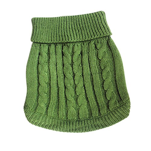 Tangpan Turtleneck Classic Straw-Rope Pet Dog Sweater Apparel (Green,M)