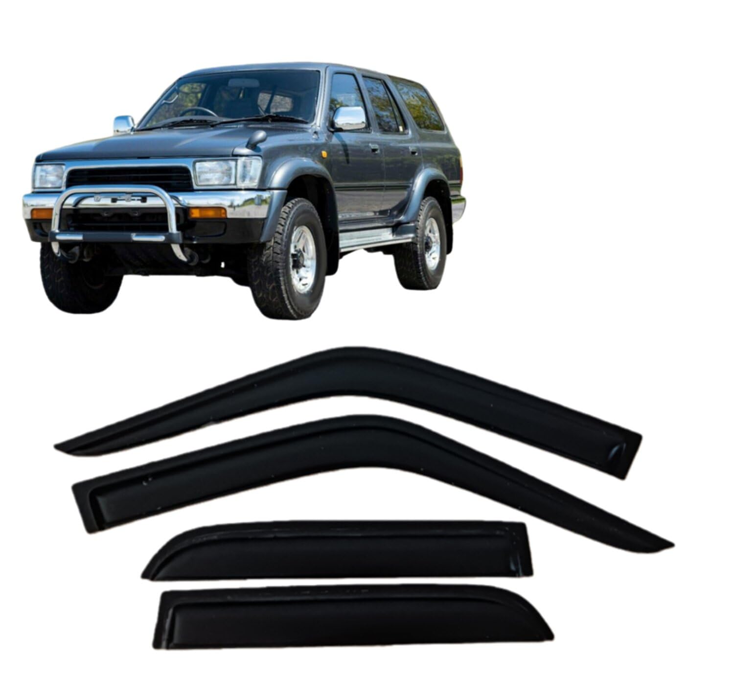 Liufangfc Normal Wind Deflectors For Toyota Hilux Surf 1991-1995 – 4Pc Tape-On Smoked Visors, Weatherproof, Anti-Salt/Snow, Low-Noise