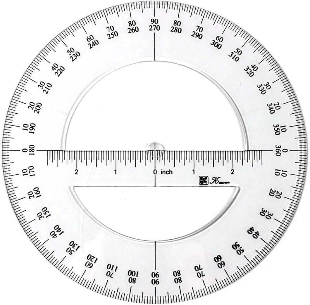 360 Degree Protractor, Plastic Protractor Math Protractors Clear Protractor Ruler Drafting Tools Circle Protractor for Geometry