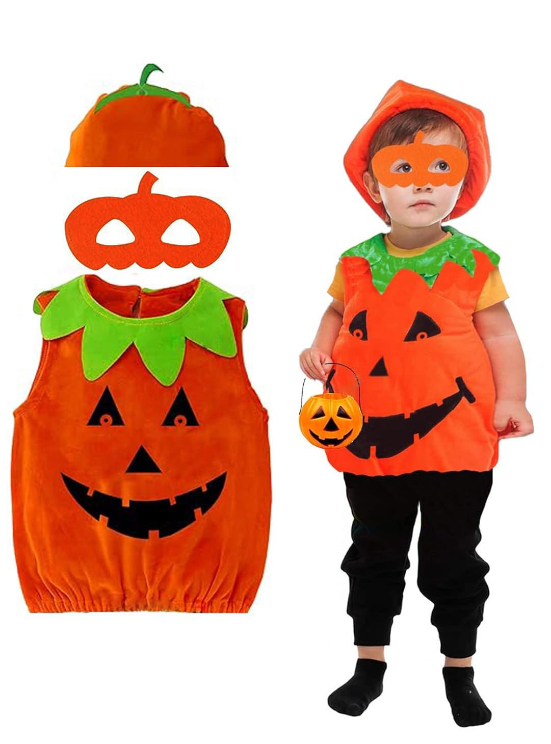 Fancy Dress Factory Halloween Costume for kids| girls and boys | Pumpkin fancy costume |witch costume for kids |Pack Of 2(Costume with Plastic pumpkin) (B0CJ8WGCJN) Amazon Price History, Amazon Price Tracker