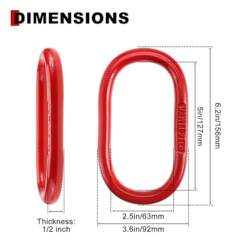 Miniatura 2 de NORJIN 2 piezas de eslabones maestros oblongos, anillo de elevación de eslabones de cadena resistente de 78 pulgadas, anillo de elevación de acero