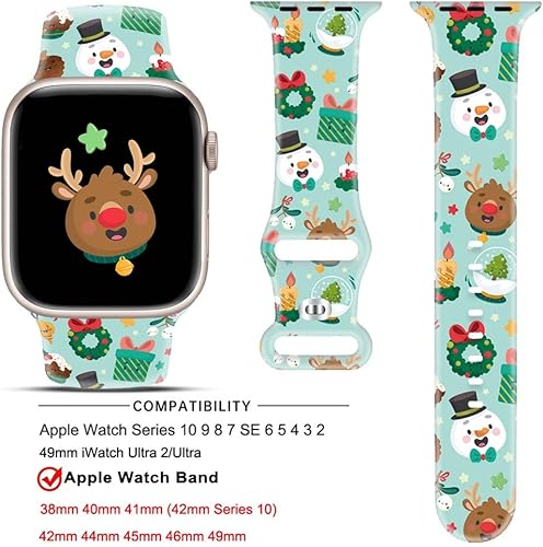 Miniatura 7 de Paquete de 2 correas de reloj de Navidad para Apple Watch de 1.496 pulgadas, 1.575 pulgadas, 1.614 pulgadas, 1.654 pulgadas, 1.732 pulgadas, 1.772