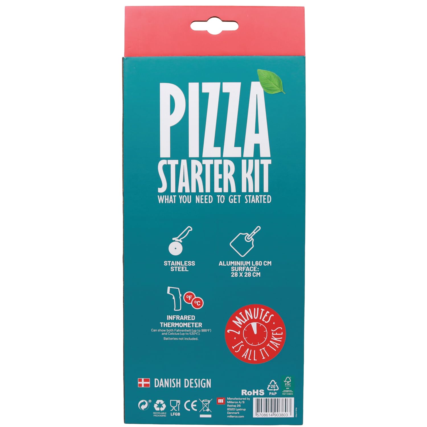 cozze® Geschenkset mit Pizzaschaufel, Thermometer & Pizzaschneider – Luxuriöses 3-teiliges Set für Pizza-Liebhaber