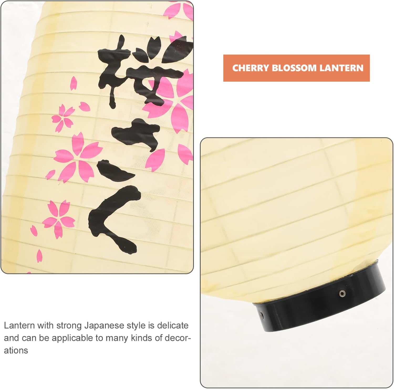 SOLUSTRE Traditional Cherry Blossom Japanese Lantern Waterproof Indoor Outdoor Hanging Decor for Festival Theme Birthday Party Home Yard Japanese Eateries Beige Silk Cloth Hanging Lantern Lamp Decor