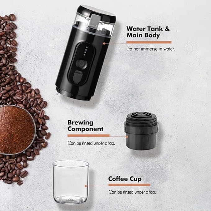 Cafetera Portátil de Espresso con Batería Recargable y 2 en 1 para Café Molido y Cápsulas miniatura 9