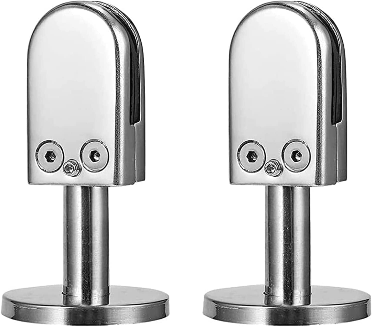 2 szt. Zacisk podłogowy ze stali nierdzewnej do szkła Regulowane zaciski w kształcie litery D Bezramowy zacisk Bardziej niezawodny(60mm High,6~8mm)