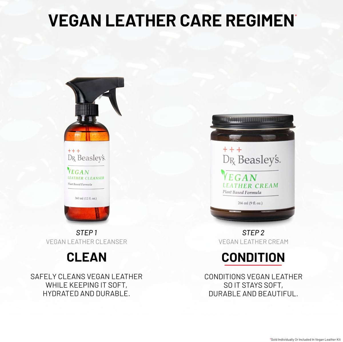 Dr. Beasley's Vegan Leather Cream 9 oz - Gentle Plant Based Formula, Conditions, Softens, UV Protection, Promotes Durability & Longer Life
