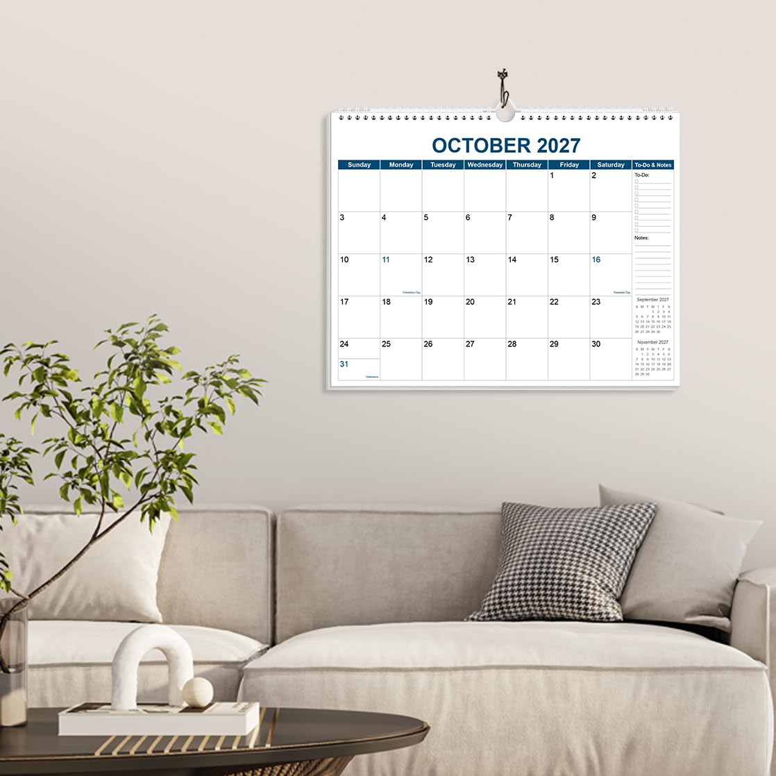 Kalender 2025-2026 - Wandkalender von November 2025 bis Dezember 2026, 2026 Wandbehang Kalender Planer mit dickem Papier, 30,5 x 36,8 cm, Blau