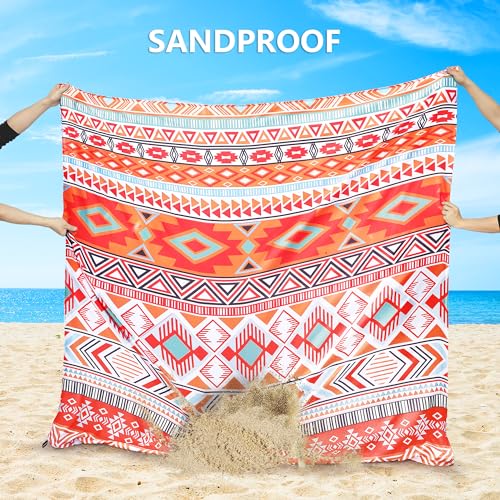 Image of WIWIGO Beach Blanket Waterproof Sandproof Beach Mat 79 inch X 83 inch /10'x9'for 2-8 Adults Quick Drying Outdoor Picnic Mat Beach Accessories for Travel, Camping, Hiking