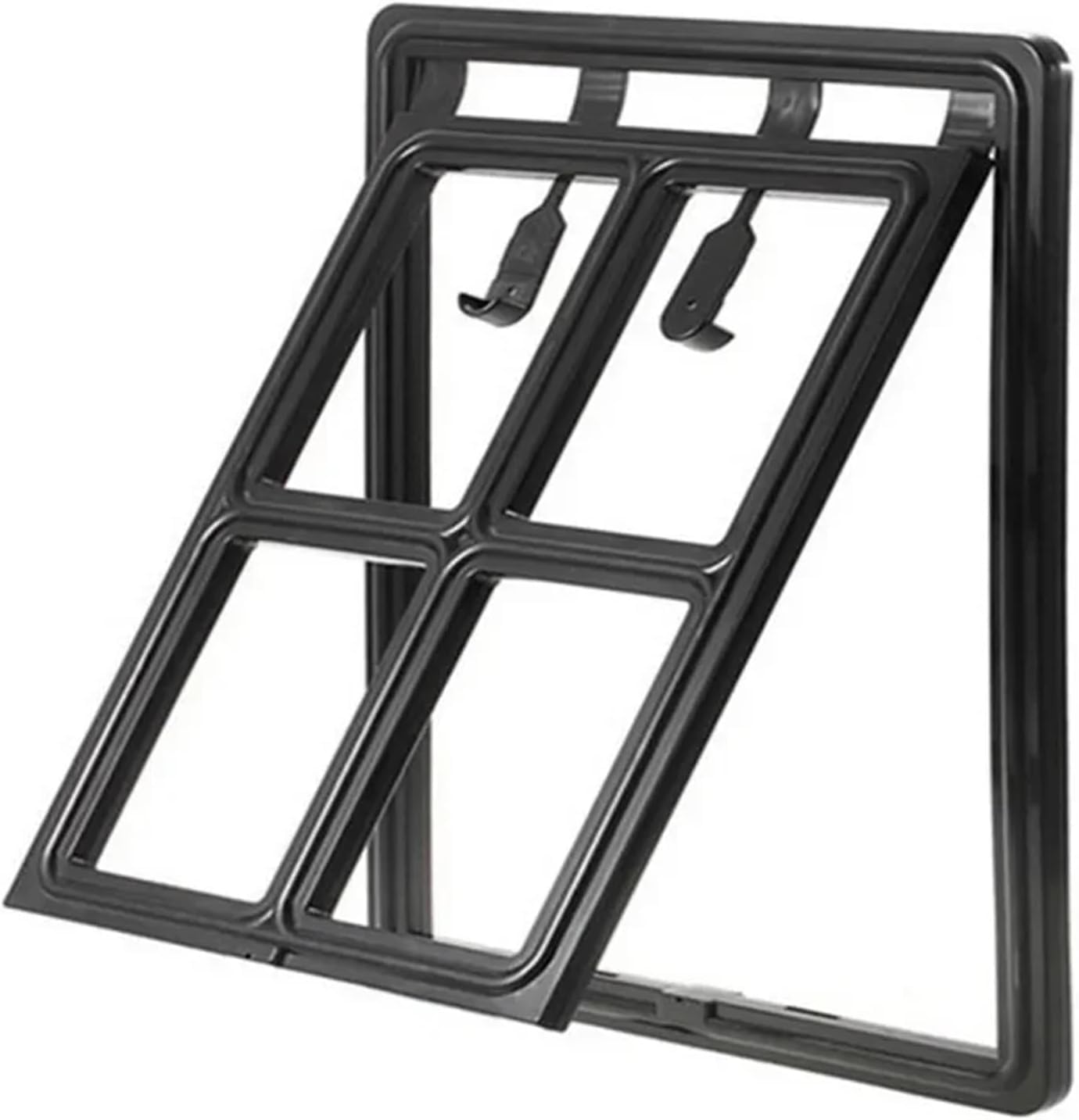 JvFbjLF Lockable Universal Pet Screen Door; Safety Flap Door For Windows; Fencing(L 46x35x1.5cm,Schwarz)
