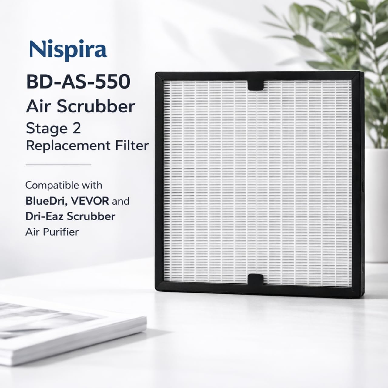 Nispira F301H BD-AS-550 HEPA500 Air Scrubber Replacement Filter for BlueDri Air Shield 550 CFM VEVOR, Dri-Eaz, Mounto Air Purifier True HEPA 16" x 19" x 2", 1 Pack