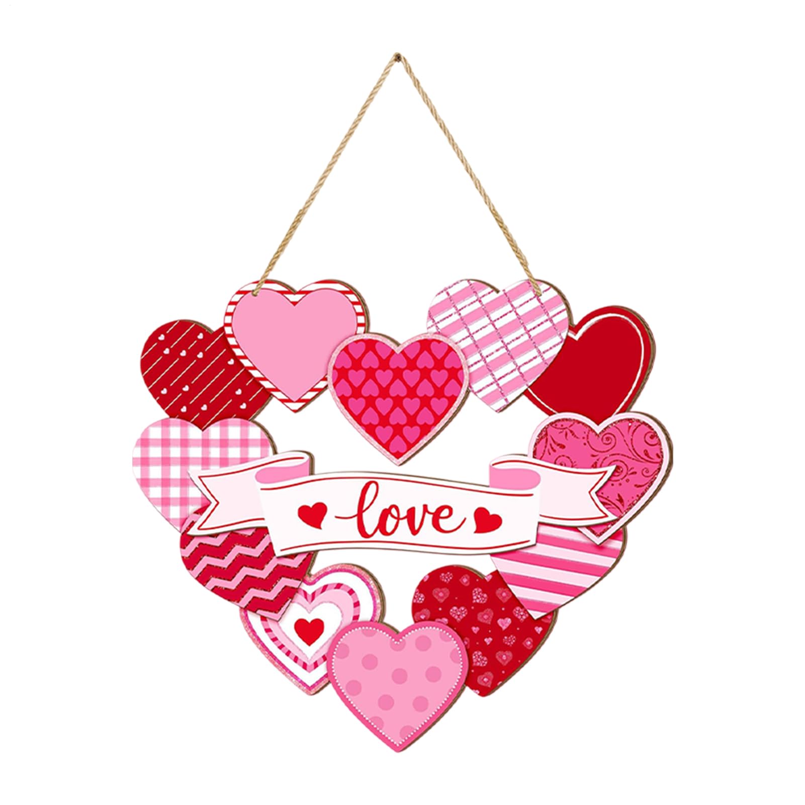 Letrero de corazón para decoración de porche de San Valentín en la entrada de casas rústicas