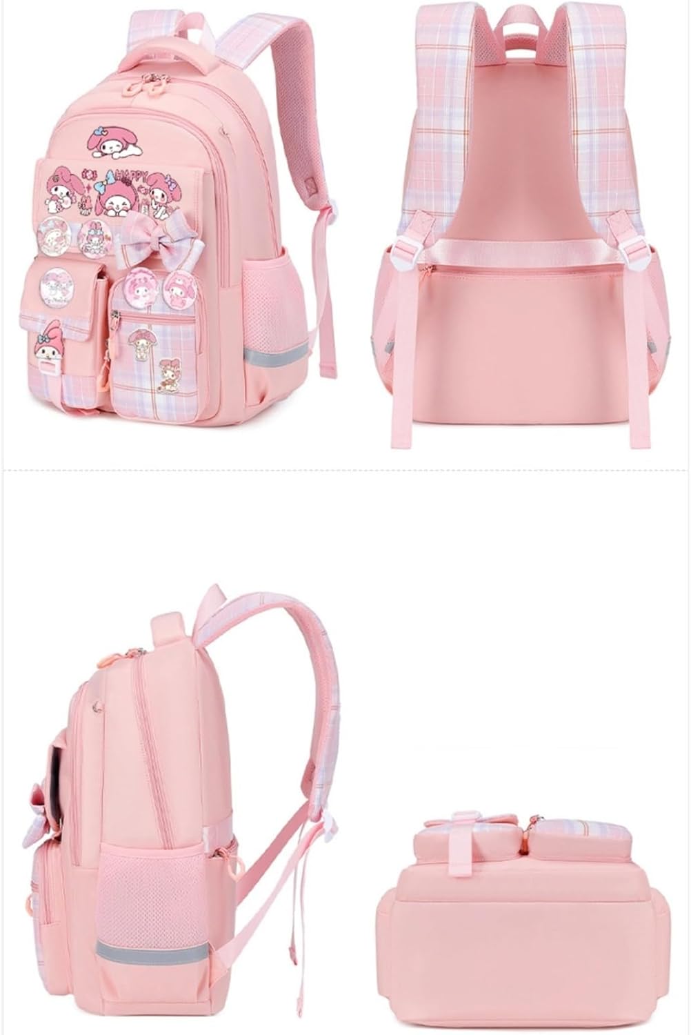 Kawaii Backpack with 22Pcs Accessories Anime Cartoon Anti-Theft Travel Aesthetic New Semester Gifts Bag with Cute Pin