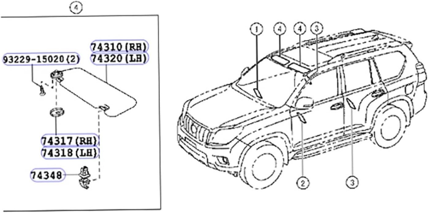 Ruili703 トヨタ ランドクルーザー プラド サンバイザー KDJ155/KDJ150