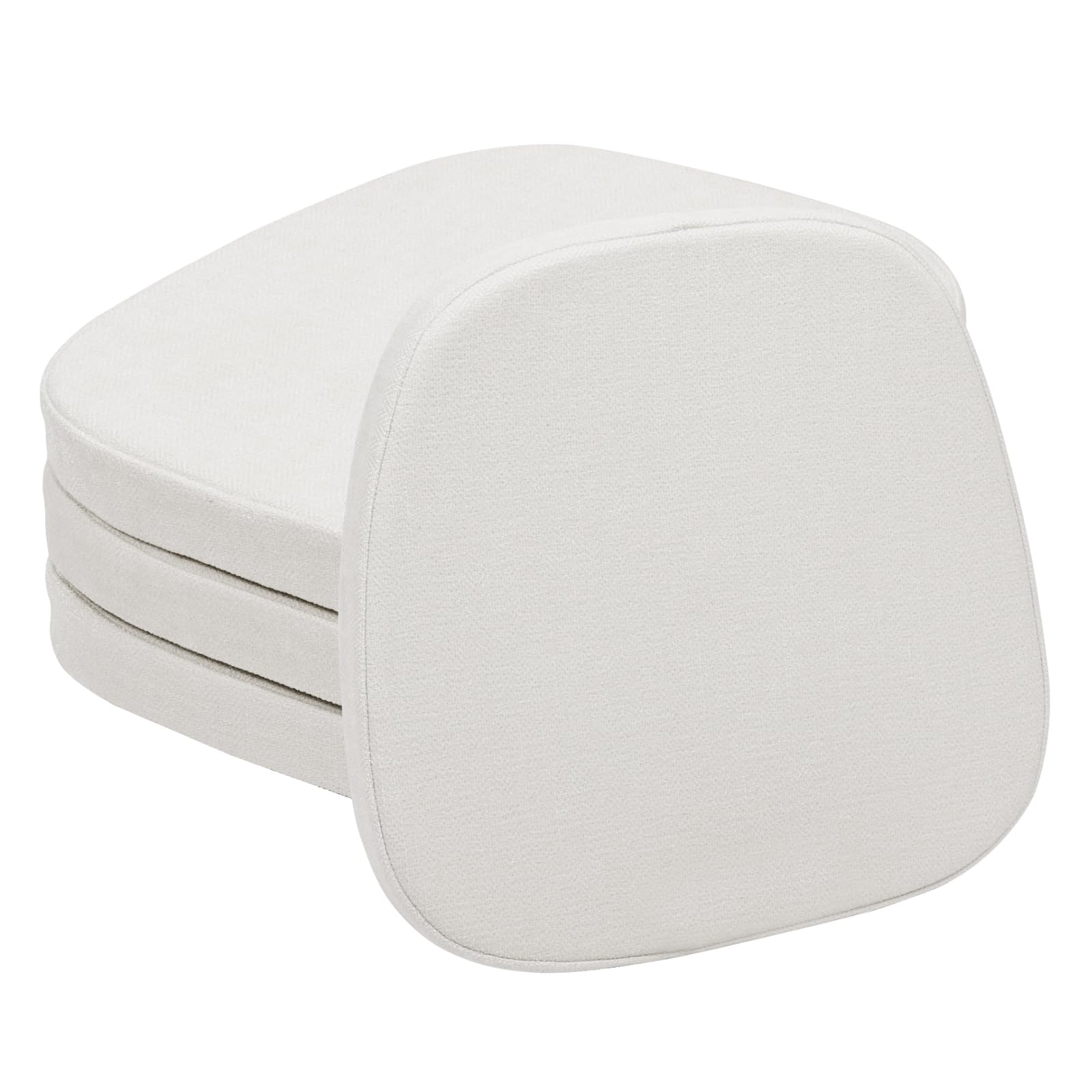 baibu 14x14 Inches Metal Chairs Cushions with Ties Set of 4, Non-Slip Metal Dining Chair Pads Kitchen Chair Cushions with Machine Washable Cover - 4 Cushions Only (White, 14x14x1.5in)