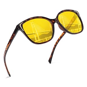Chicid Night Vision Glasses Driving for Women Wrap Around Polarized Anti Glare Yellow Lens with UV400 Protection