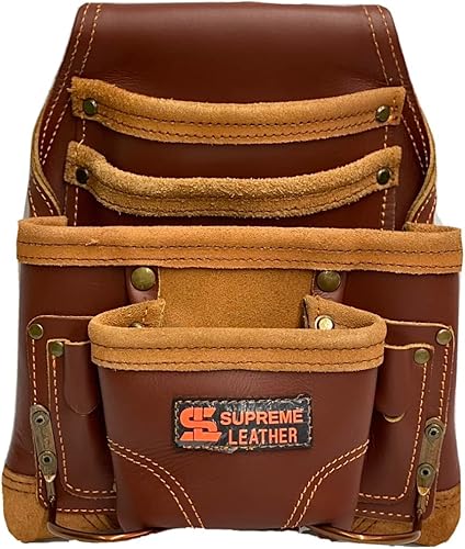 Bolsa de herramientas de cuero para construcción, bolsas de herramientas perfectas para carpinteros, electricistas, paneles de yeso, trabajo de