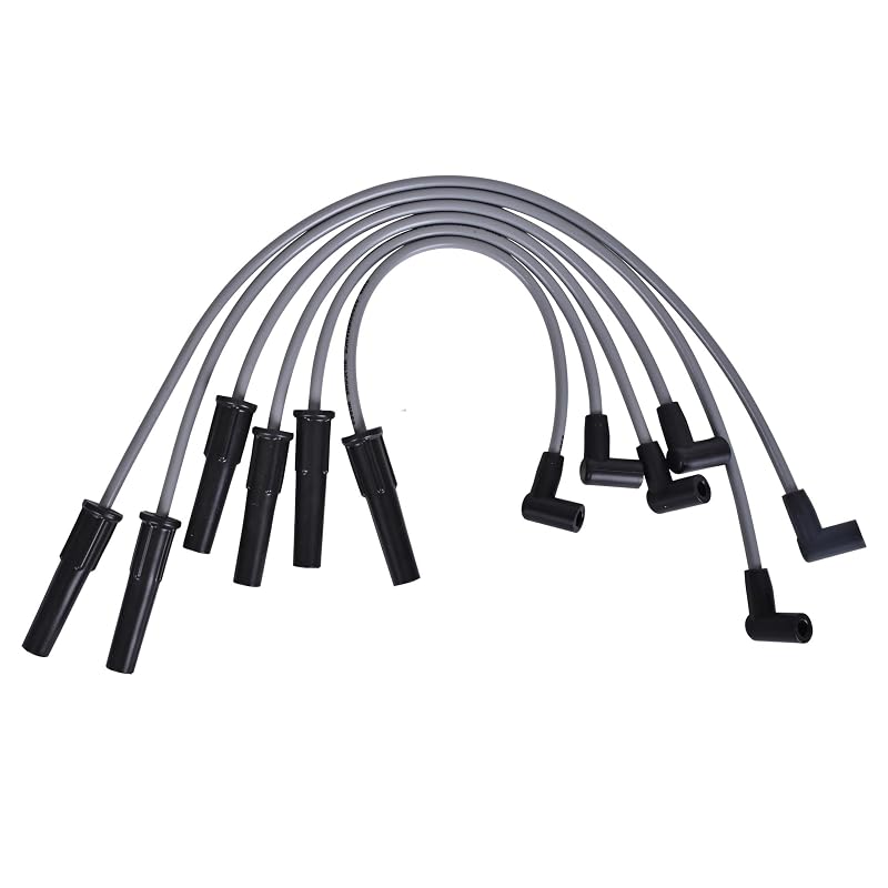 Jogo de cabos de vela de silicone RLP 8,0 mm cinza para distribuidor HEI Ford Truck 6 cilindros 250 300 4.9L – 6 unidades
