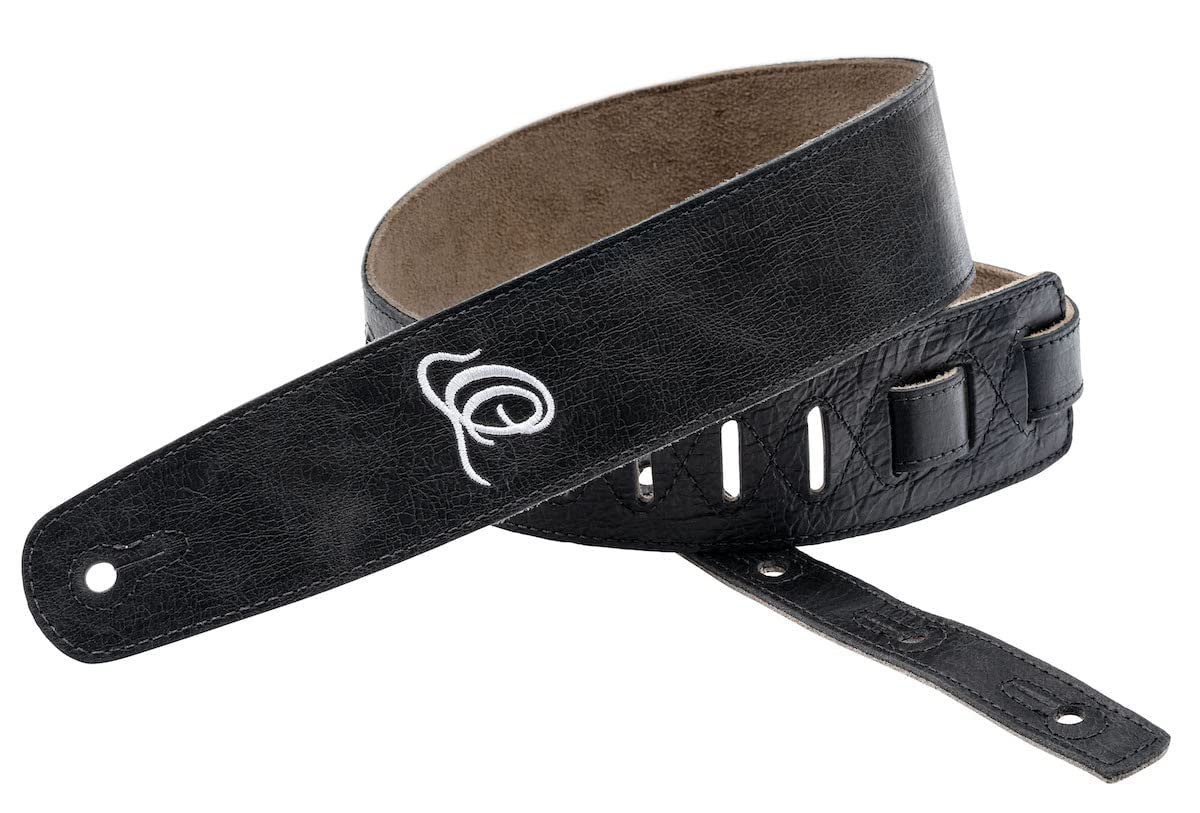 Ortega Guitars Adjustable Guitar Strap - Acoustic Guitar / Bass, Electric Guitar / Bass - Suede Series - Suede Leather, Black (OSSU-10)
