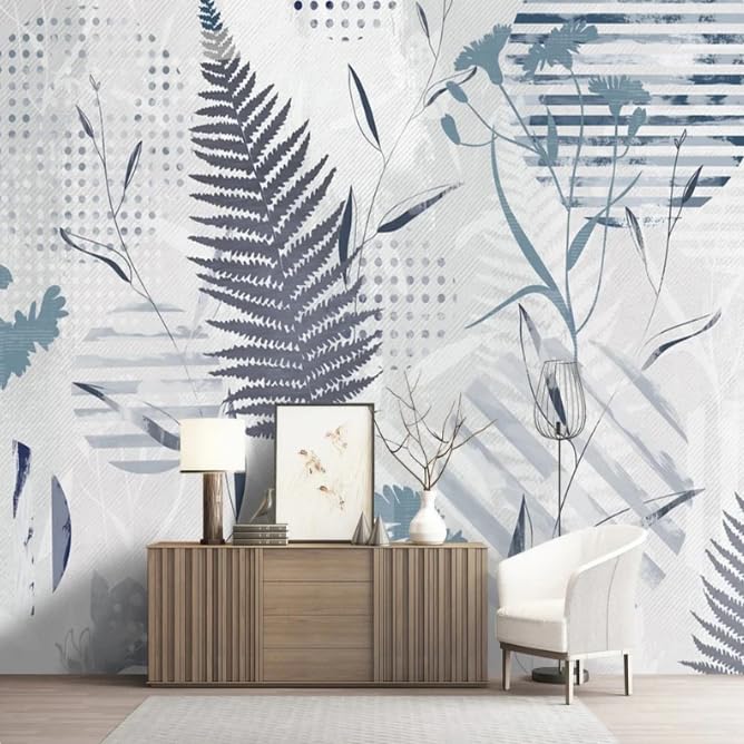 Papier peint 3D style nordique xxl aux feuilles géométriques murales