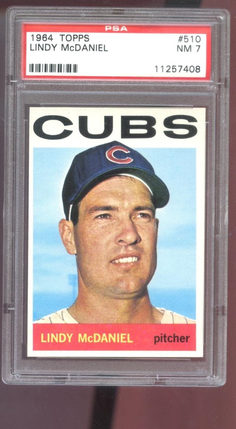 1964 Topps #510 Lindy McDaniel PSA 7 Graded Baseball Card NM MLB Chicago Cubs