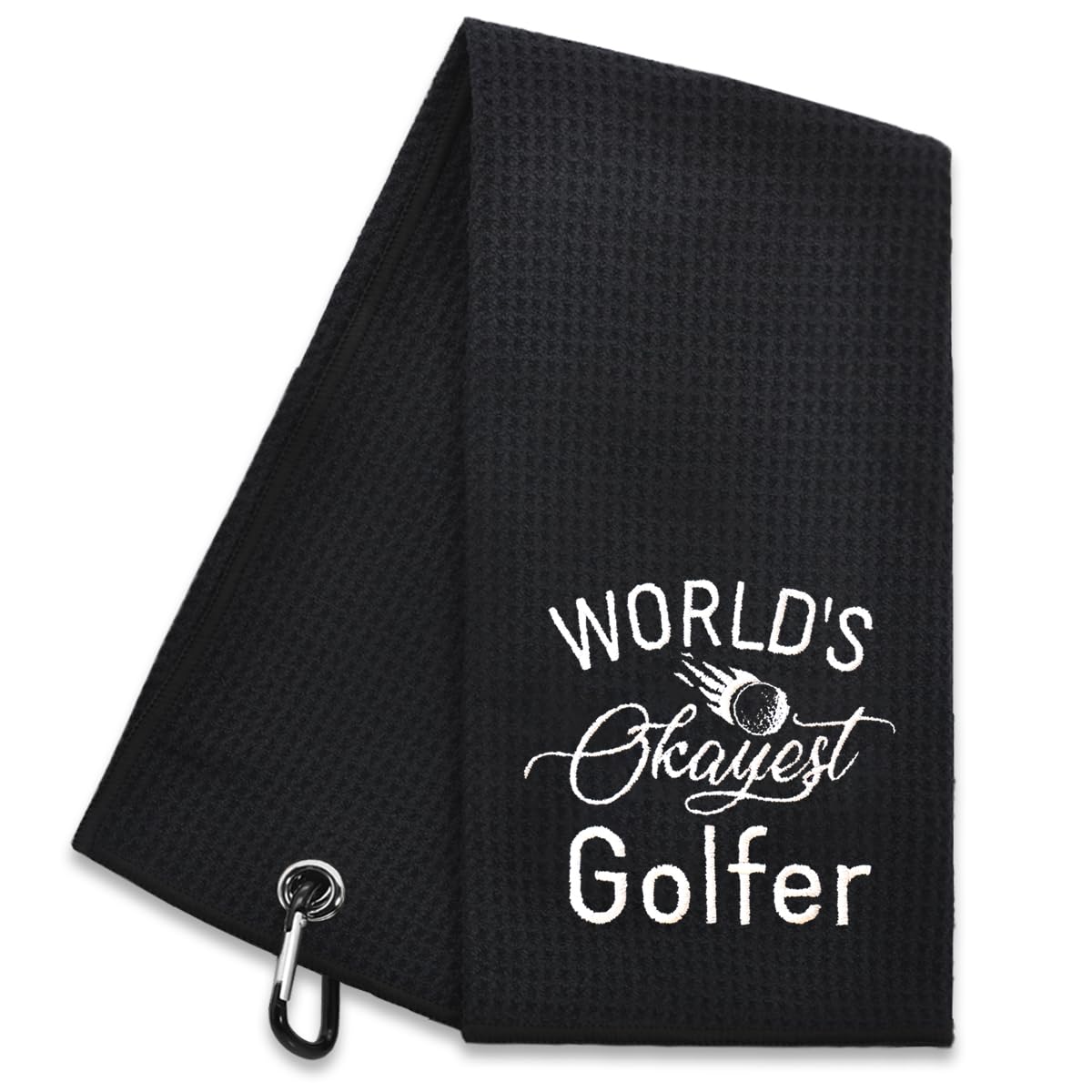 Hafhue World's Okayest Golfer Embroidered Golf Towel, Golfer Accessories for Men Women, Golfs Gifts for Men Women, Retirement Gifts for Dad Grandpa Golfs Lover Fan