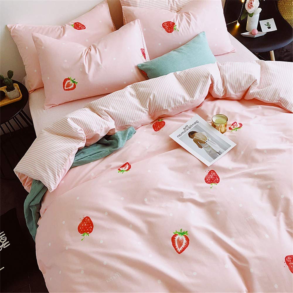 Parure de couette coton rose lit 2 m style Ins dortoir et chambre