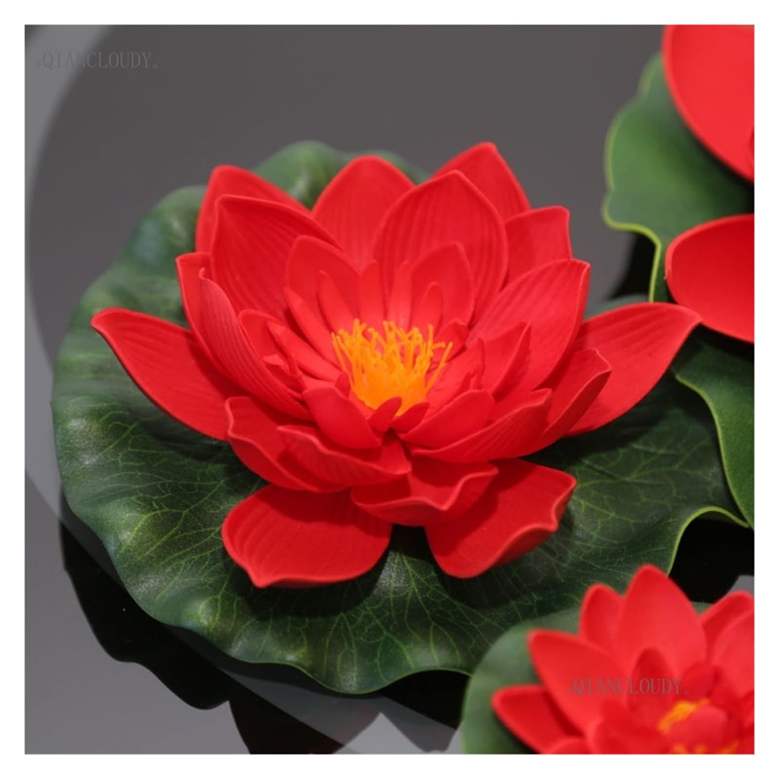 DUNSBY Artificial Lotus Artificial RED Lotus Leaves flowers Water Lily fake ponds swimming Floating Pool home garden Plants Wedding(B83)