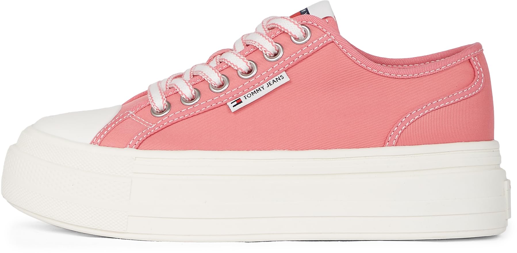 Tommy Jeans Women’s Low Top Foxing Flatform Trainers, Pink (Preppy Pink), 7.5